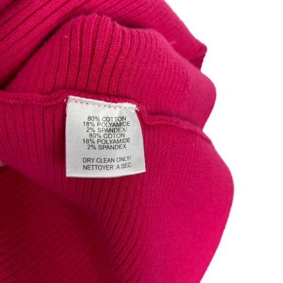 Trina Turk Women's Fuschia Pink Ribbed V Neck Fit Flare Sweater Dress US M - Picture 7 of 9